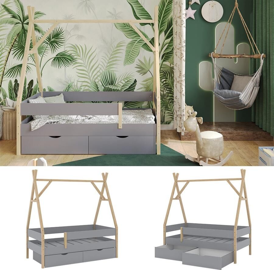 Vitalispa Bali Tipibed – 80x160 cm met 2 laden Grijs met 2 laden
