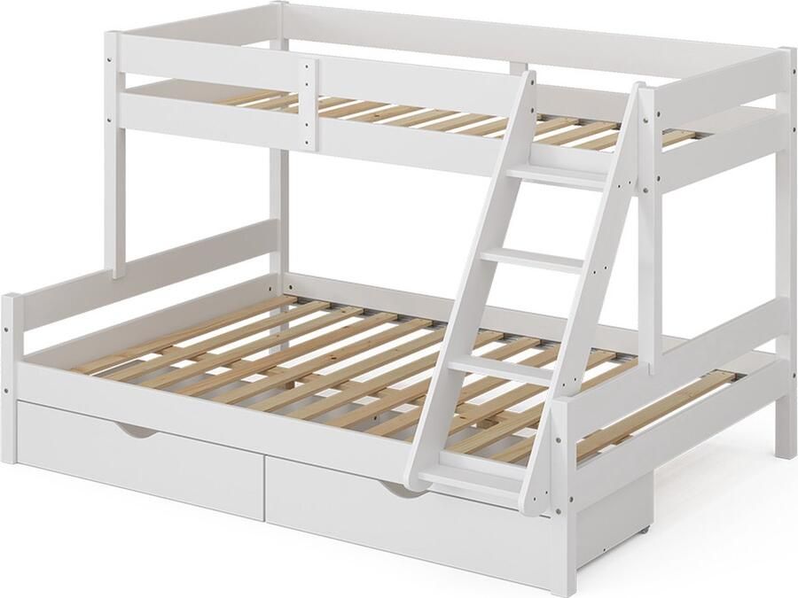 Vitalispa Everest Stapelbed – 140x200 90x200 cm met laden Wit met laden
