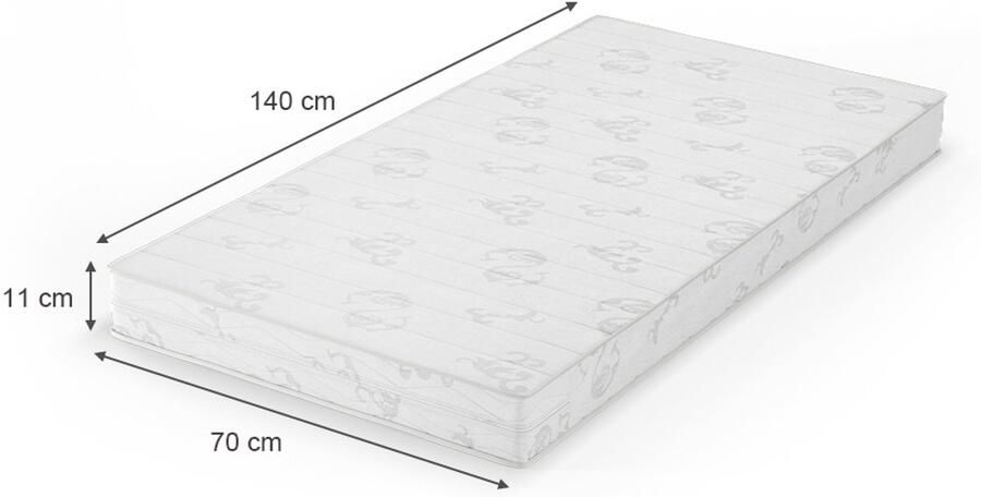 Vitalispa Kinder matras – 70 x 140 cm H2 hardheidsniveau Wit H2 hardheidsniveau