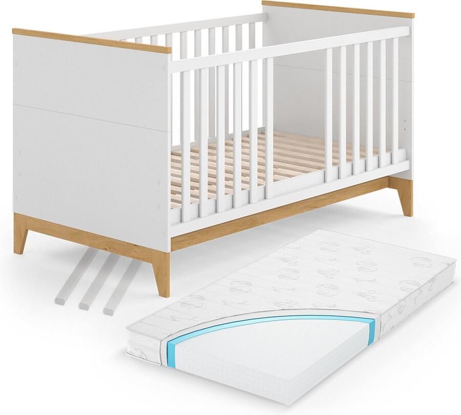 Vitalispa Malia Babybed – 70x140 cm met matras Wit met matras