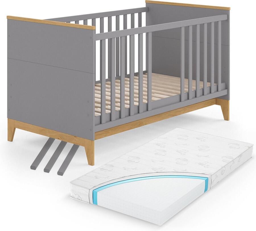 Vitalispa Malia Babybedje – 70x140 cm met matras Grijs met matras