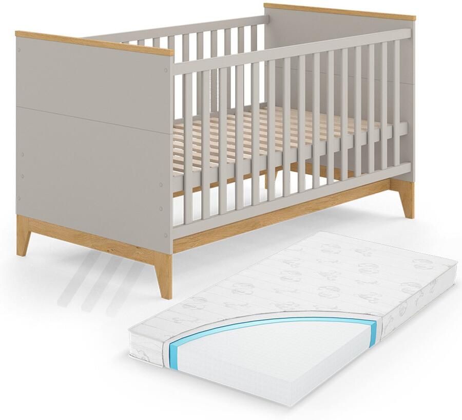 Vitalispa Malia Babybed – 143 2 x 81 cm met matras Kasjmier eik 143 2 x 81 cm met matras