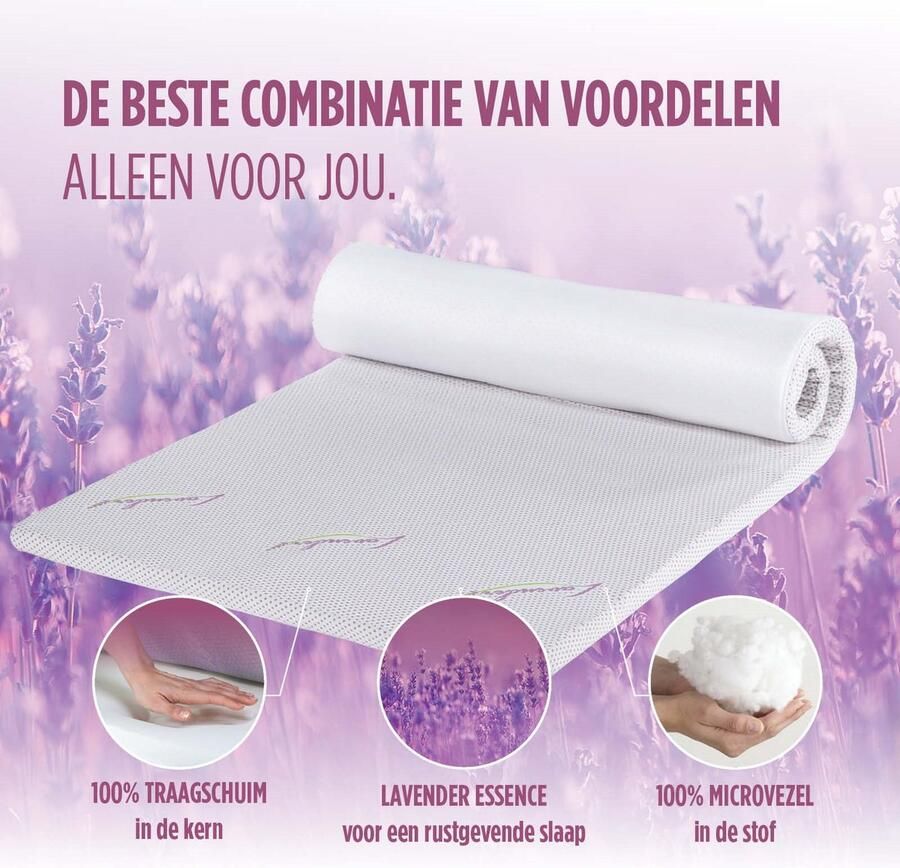Vitapur Topdekmatras Lavendel Traagschuim Topper Memory Foam 180x200 cm - Foto 2