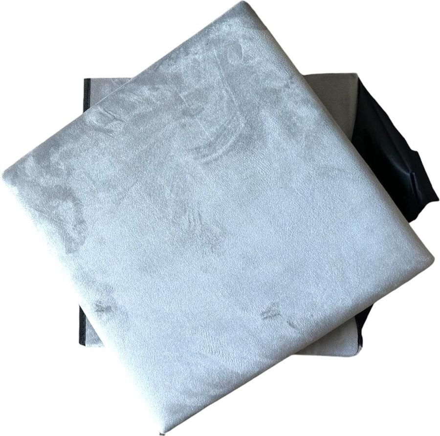 Viva Living Poef met Opbergruimte Licht Grijs Velvet 40 cm x 40 cm x 40 cm Opvouwbare Poef Voetenbankje met Opbergruimte Opbergmand