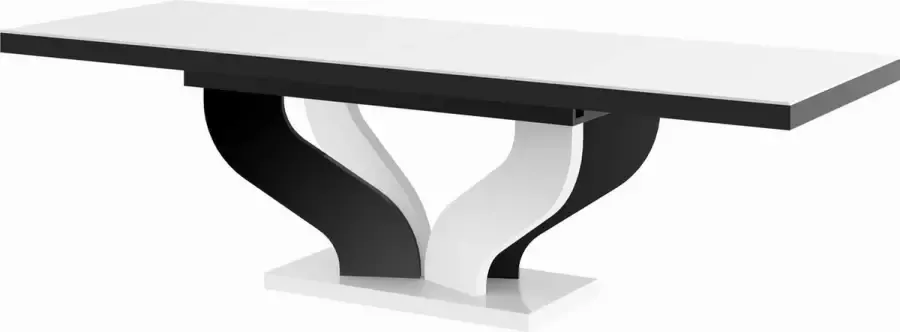 Viva Uitschuifbare Eettafel Hoogglans Wit Zwart 160 256 cm