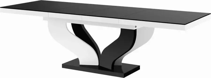Viva Uitschuifbare Eettafel Hoogglans Zwart Wit 160 256 cm