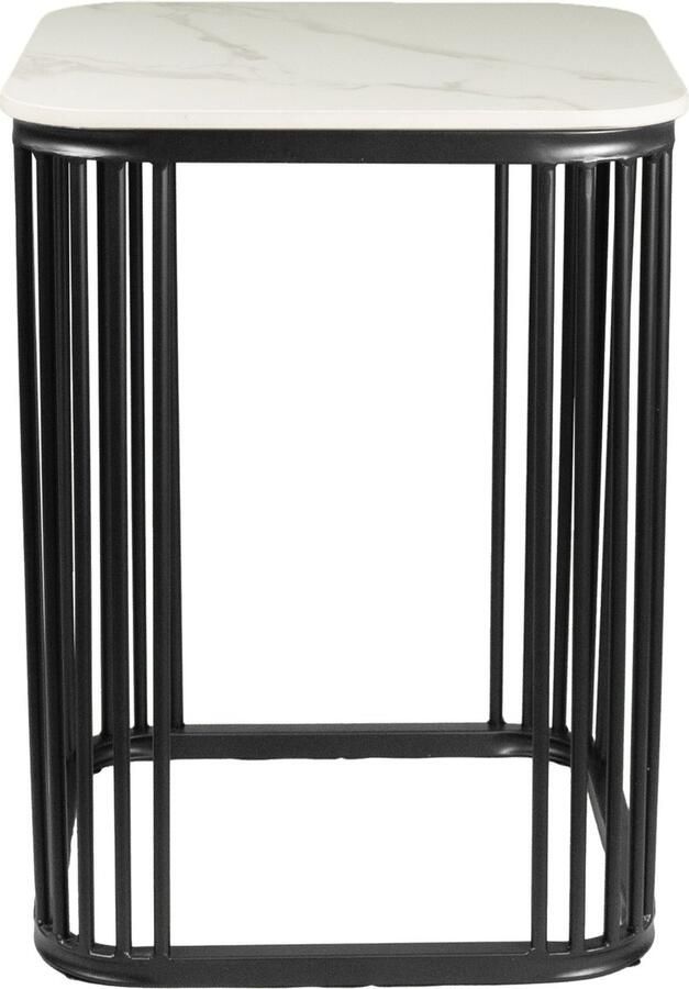 Vivera 'Livin Luxe Vierkante Bijzettafel – Bijzettafels Stenen Blad – Zwart – 40x40x55 CM