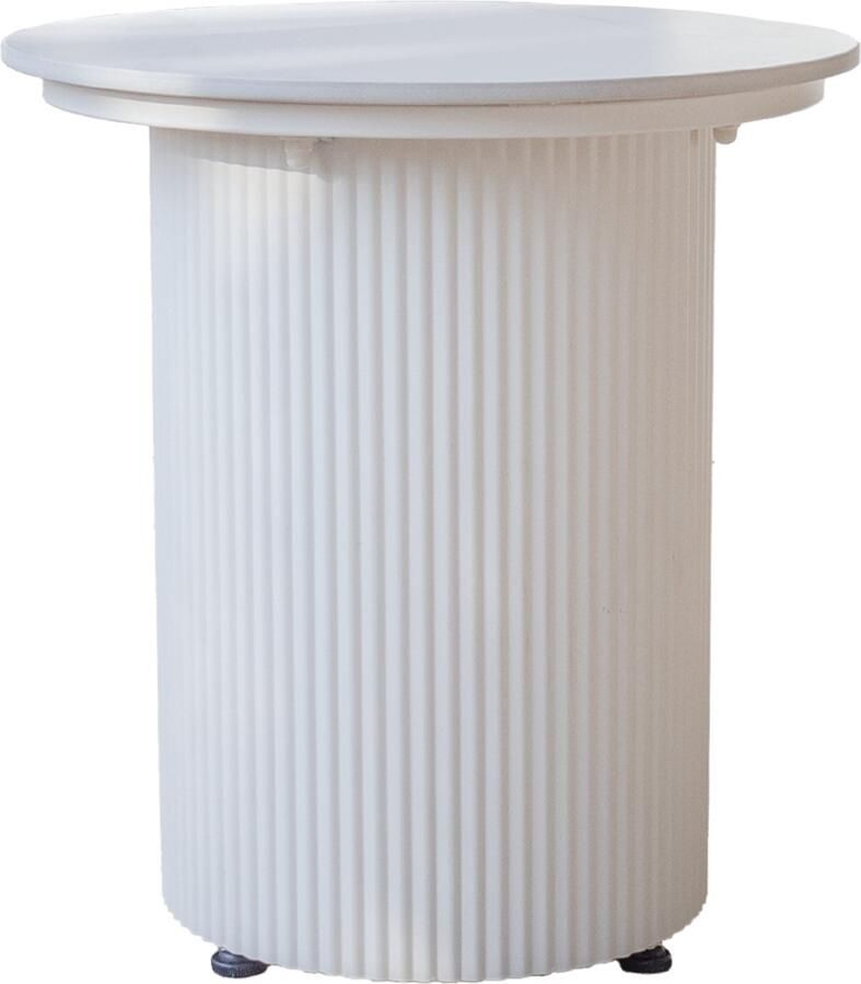 Vivera 'Livin Metalen bijzettafel Stenen blad Wit Ø40cm x 50cm hoog