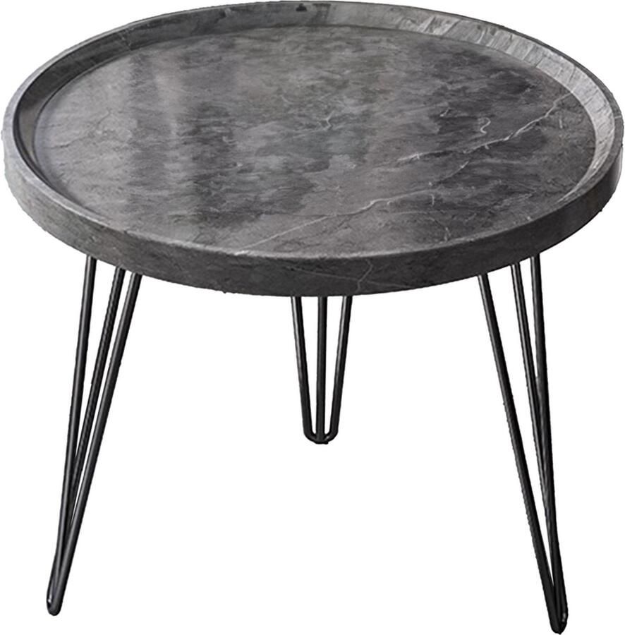 Vivera 'Livin Moderne Bijzettafel Metalen poten Luxe houten blad Ø45cm - Foto 2