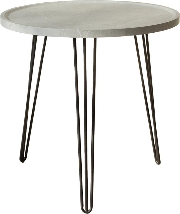 Vivera 'Livin Moderne Bijzettafel Metalen poten Luxe houten blad Ø45cm