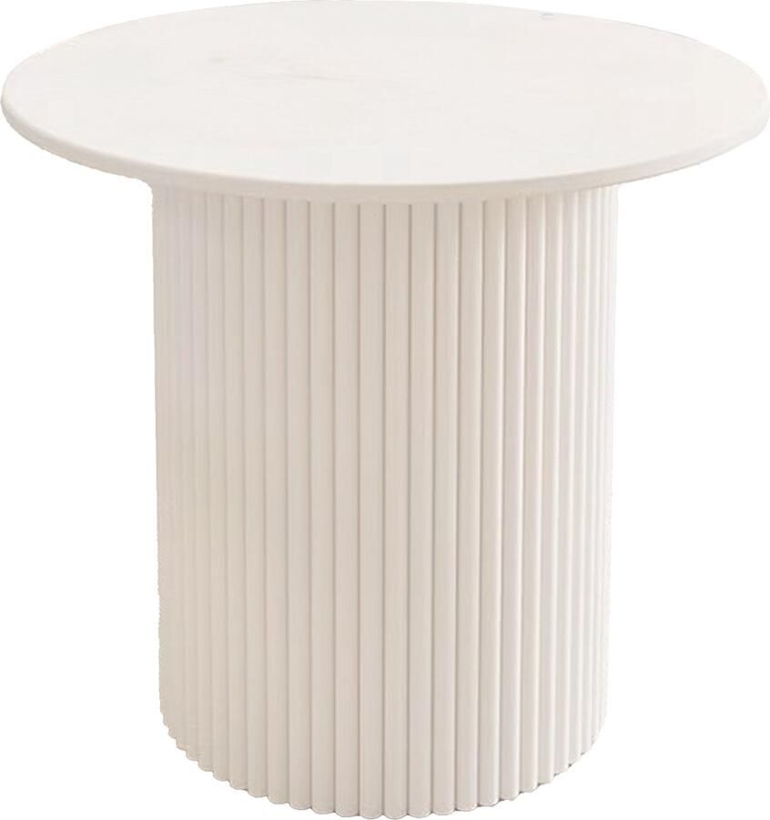 Vivera 'Livin Metalen bijzettafel Stenen blad Wit Ø40cm x 50cm hoog - Foto 2