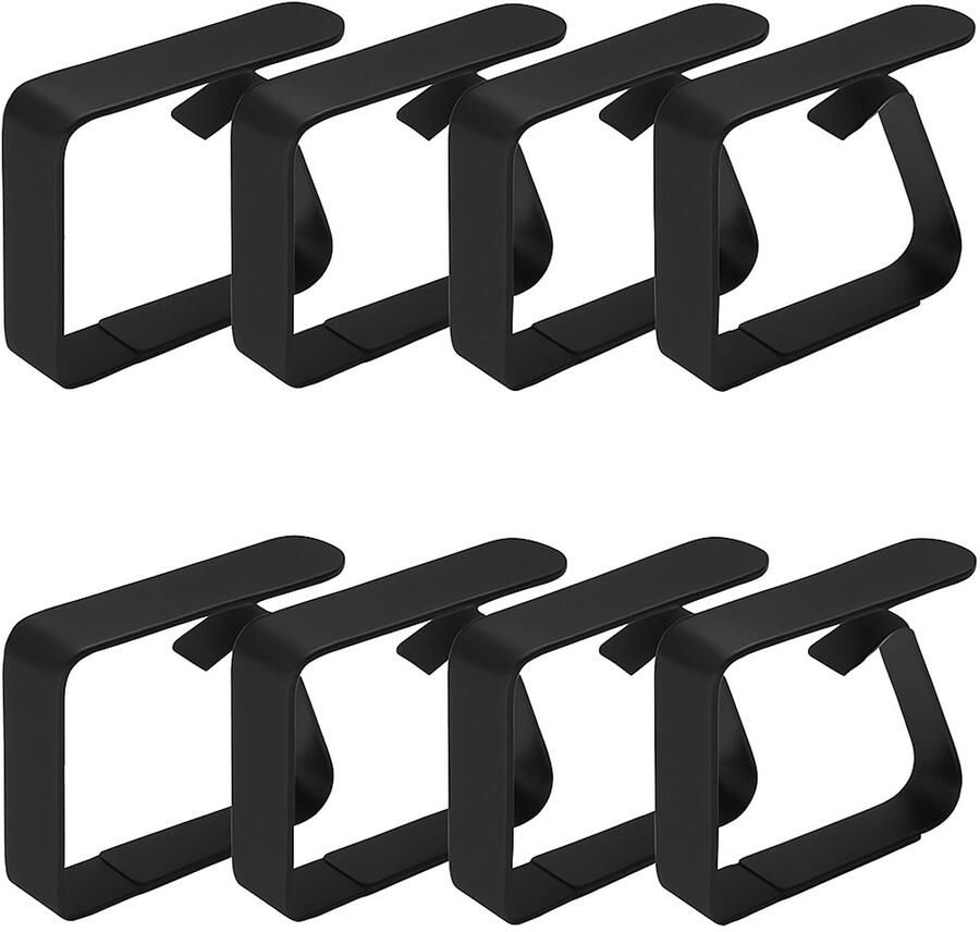 LUTCHOS Tafelkleed Klemmen Luxe Tafellaken Klemmen Tafelaccessoires 8 Stuks RVS Zwart