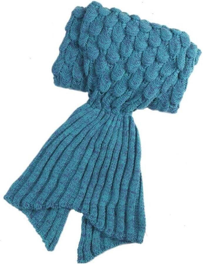 Vivva Zeemeermin Deken Dekentje voor op de Bank Plaid Zeemeerminstaart 180 x 40 cm Blauw MERMIDREAM