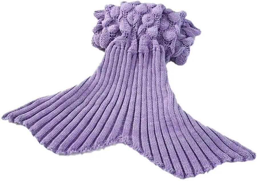 Vivva Zeemeermin Deken Dekentje voor op de Bank Plaid Zeemeerminstaart 180 x 40 cm Paars MERMIDREAM