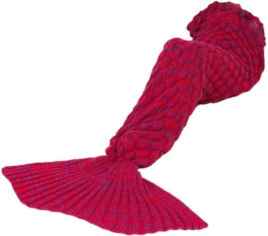 Vivva Zeemeermin Deken Dekentje voor op de Bank Plaid Zeemeerminstaart 180 x 40 cm Rood MERMIDREAM