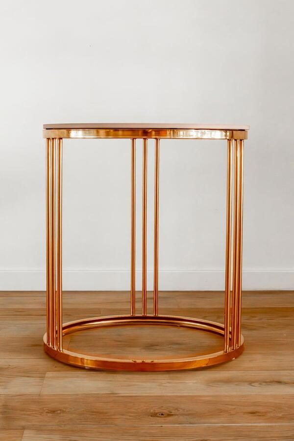 VL Home Luxe modern design roestvrijstalen keramische top ronde bijzettafel