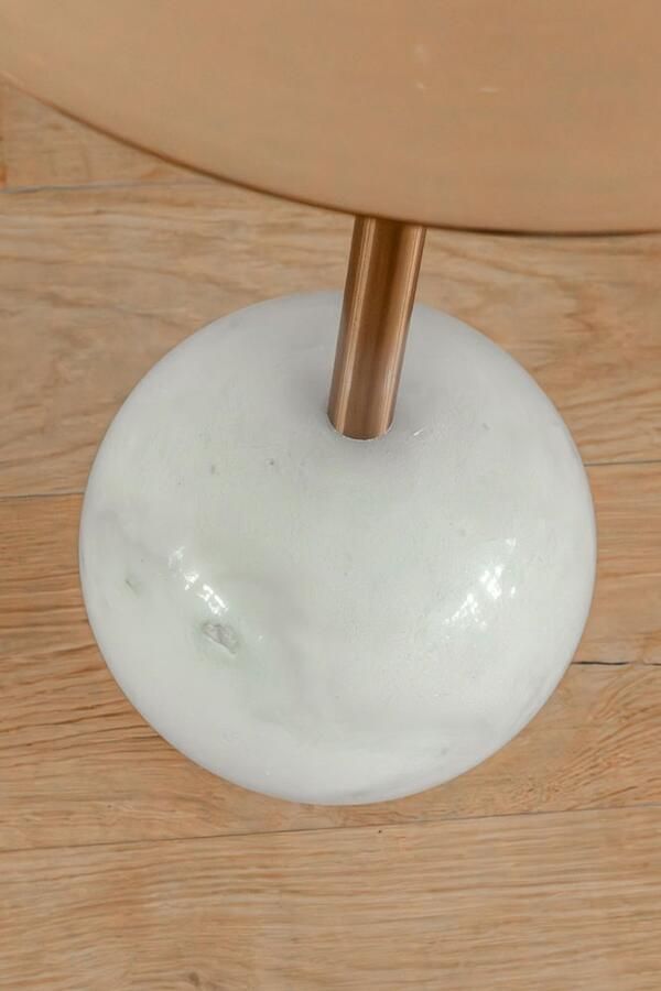 VL Home VLHOME goud roestvrij staal top wit marmeren bal gouden bijzettafel 40Ø x 54H