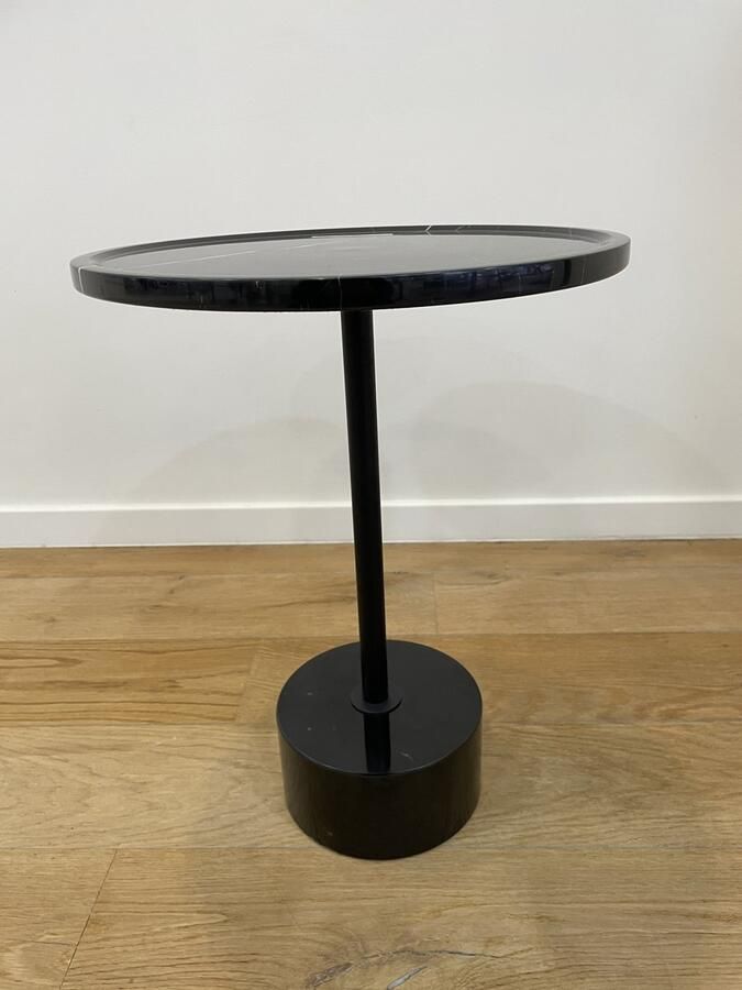 VL Home VLHOME klein ronde marmeren bijzettafel 40⌀ x 55H zwart