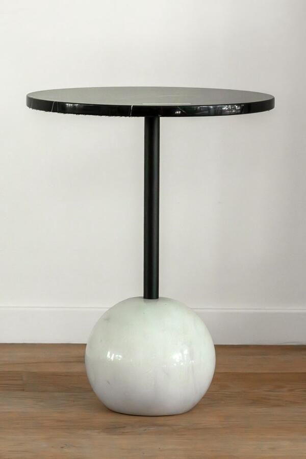 VL Home VLHOME marmer bijzettafel 40⌀ x 55H zwart wit luxe modern stijl