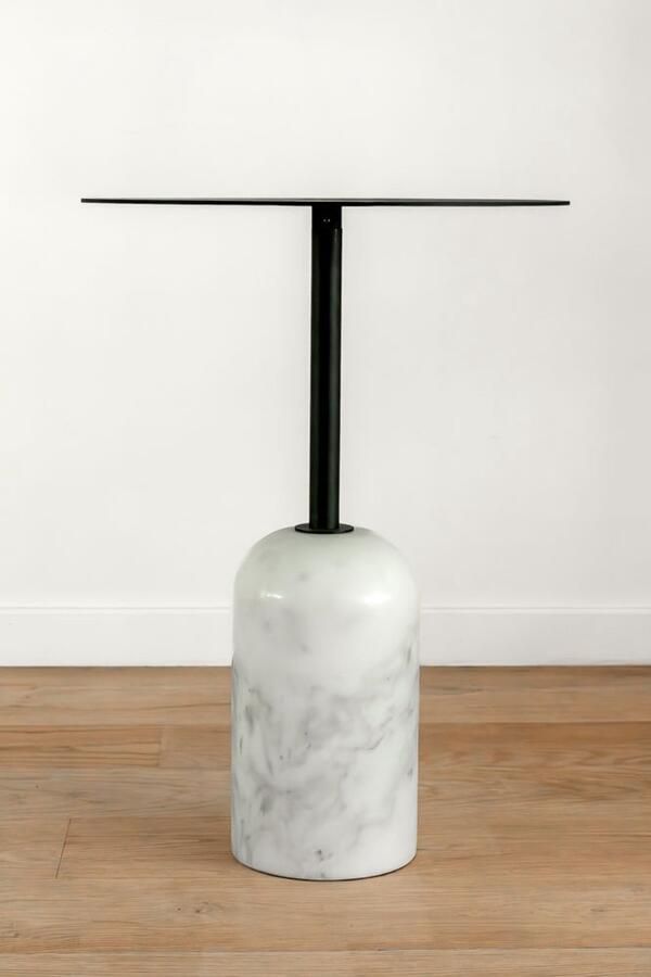 VL Home VLHOME Nordic moderne marmeren bijzettafel 40⌀ x 55H zwart- wit