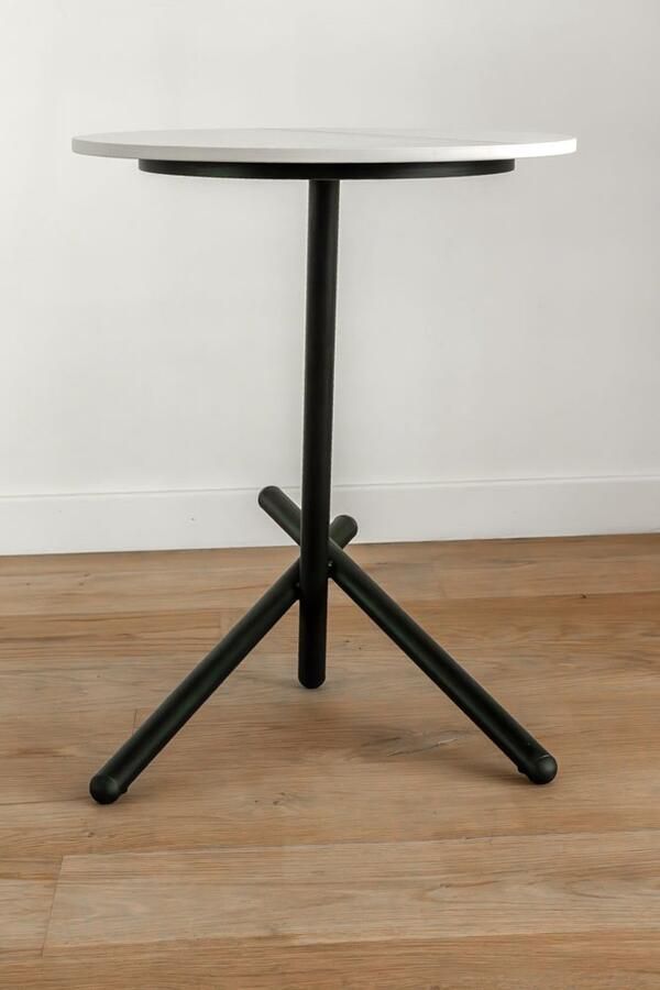 VL Home VLHOME Scandinavisch modern design keramische bijzettafel 40⌀ x 51H Zwart & wit