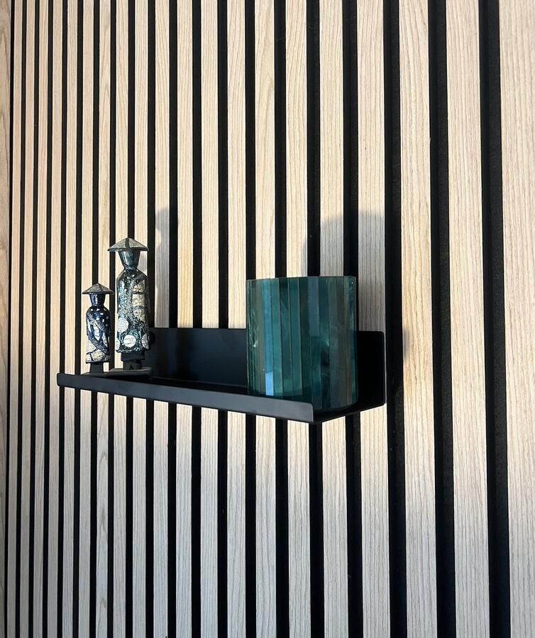 Vleugel Wandplank voor akoestische panelen Lattenwand Akoestisch wandpaneel Akupanel 50 cm breed Geen boormachine nodig Metaal