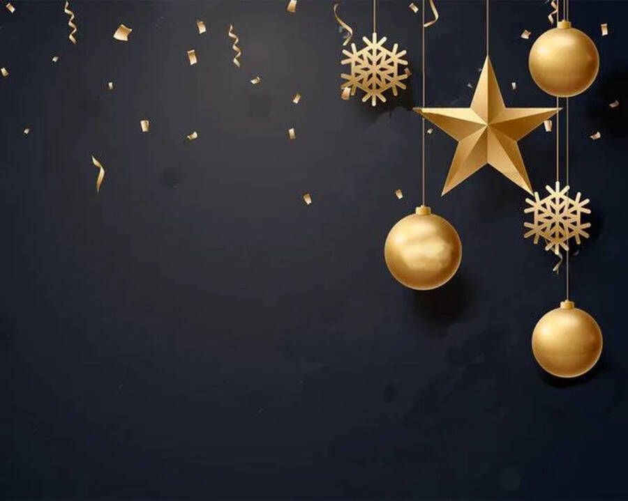 Vloerkledenopvinyl Kerst Placemat vinyl Kerstballen zwart goud 6 stuks Onze materialen zijn PVC vrij en hygienisch