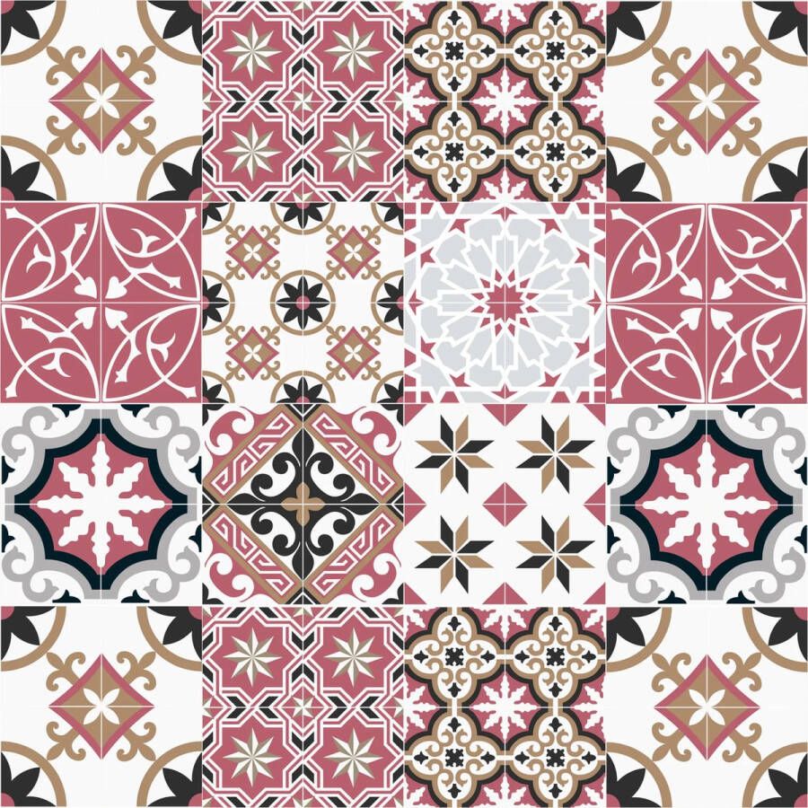 Vloerkledenopvinyl.nl Vloerkleed vinyl Baladi Rood 170x170 cm