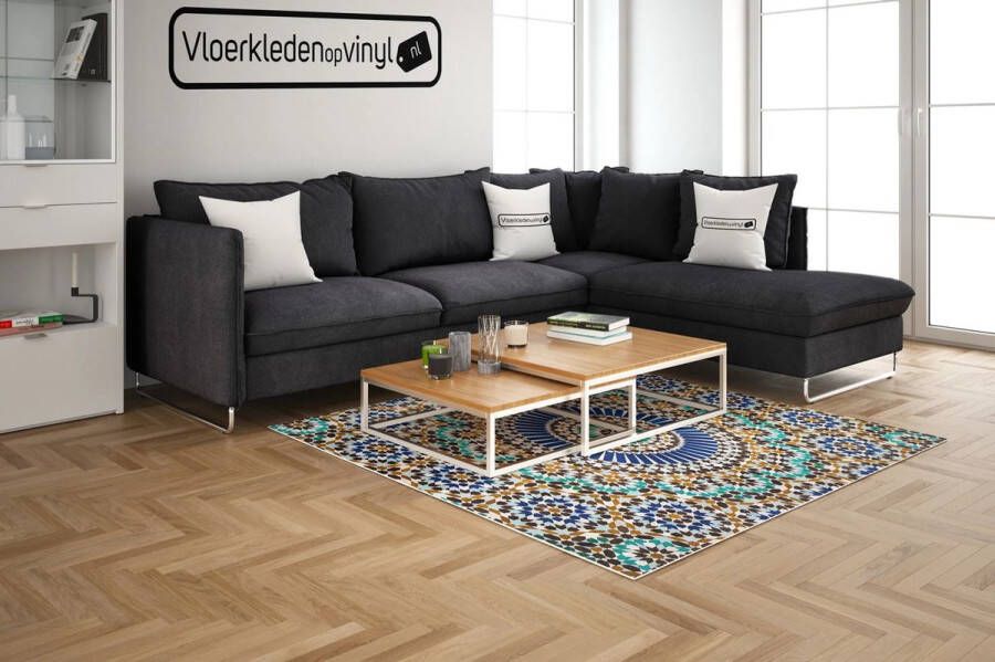 Vloerkledenopvinyl Vloerkleed vinyl Blue dream 195x195 cm Onze materialen zijn PVC vrij en hygienisch