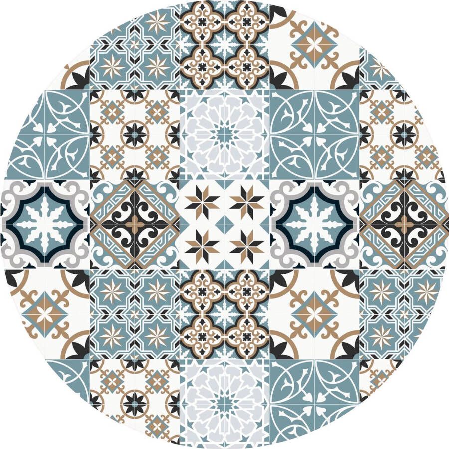 Vloerkledenopvinyl Vloerkleed Vinyl Rond Baladi Blauw 150 cm Rond Onze materialen zijn PVC vrij en hygienisch