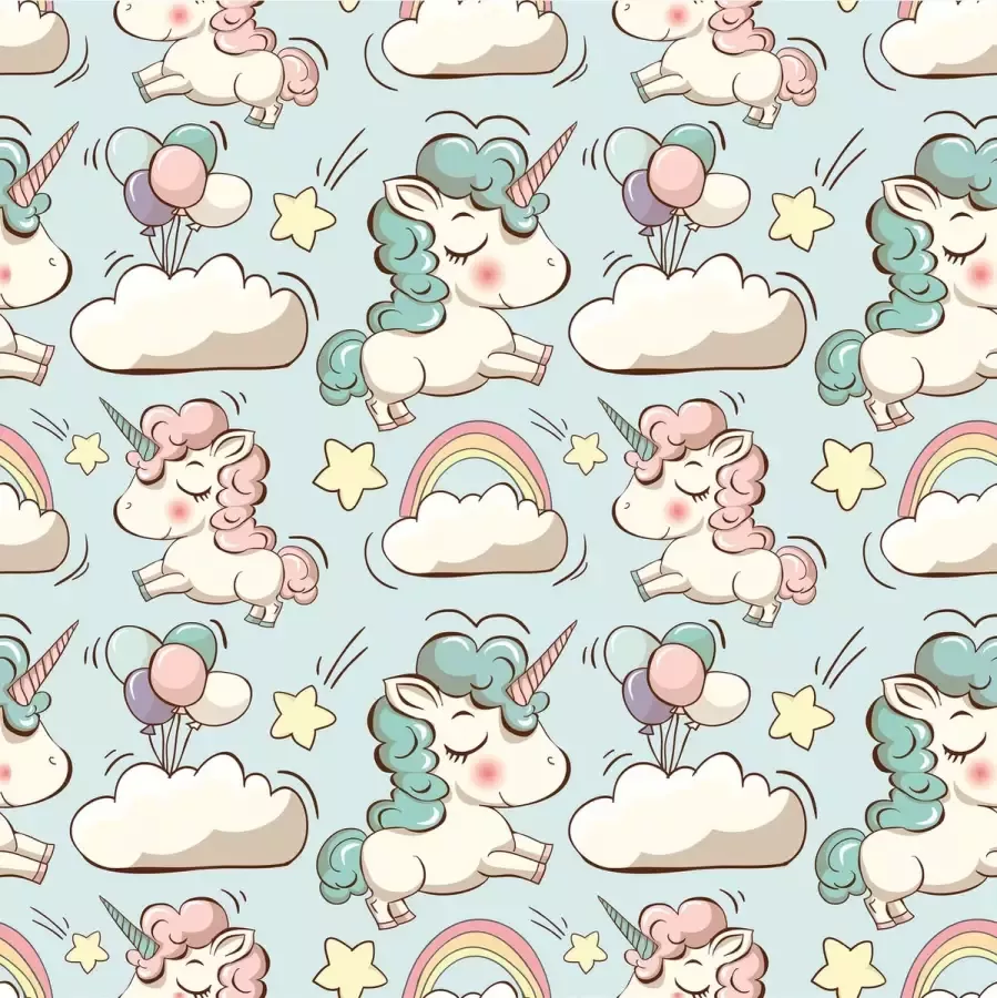 Vloerkledenopvinyl.nl Kinderkamer kleed Unicorn blauw