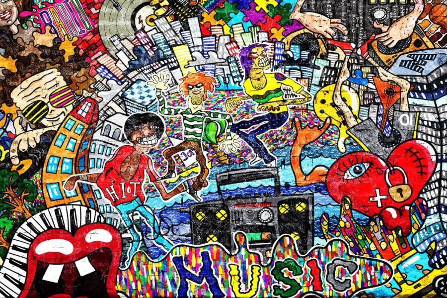 Kinderkamerkleed vinyl Graffiti art 170x170 cm Onze materialen zijn PVC vrij en hygienisch