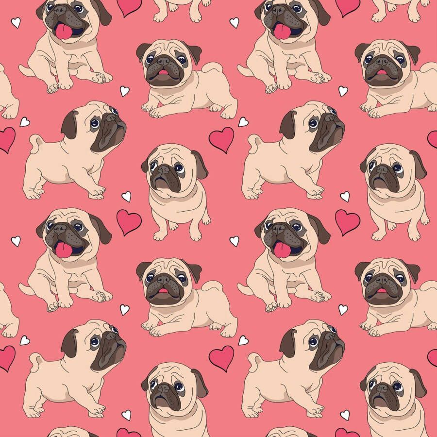 Kinderkamerkleed vinyl Hondjes Hartjes 170x240 cm Onze materialen zijn PVC vrij en hygienisch