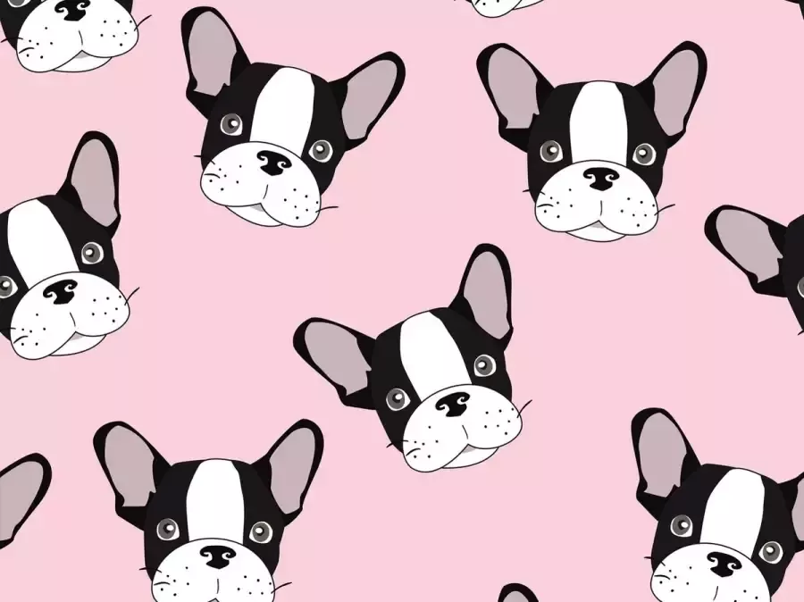 Vloerkledenopvinyl.nl kinderkamerkleed vinyl Frenchie roze