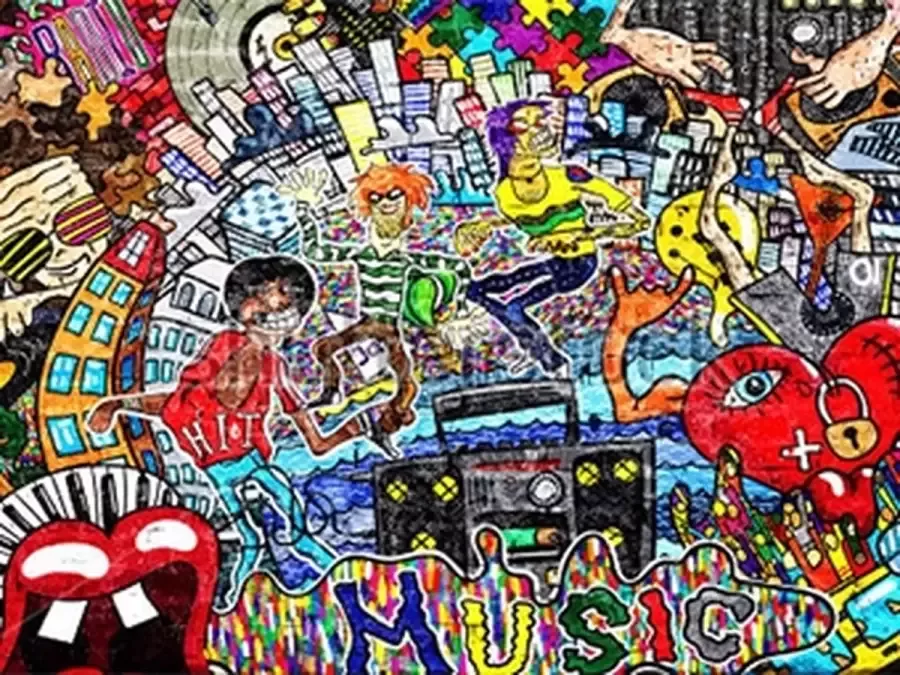 Vloerkledenopvinyl.nl kinderkamerkleed vinyl Graffiti art