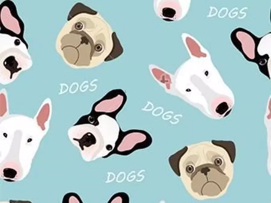 Vloerkledenopvinyl.nl kinderkamerkleed vinyl Hondjes blauw