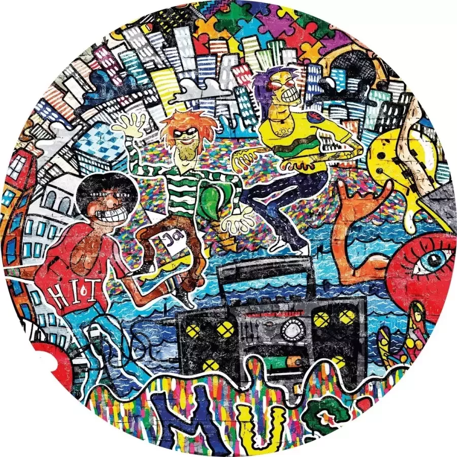 Vloerkledenopvinyl.nl Vloerkleed vinyl rond Graffiti art | 195 cm Rond