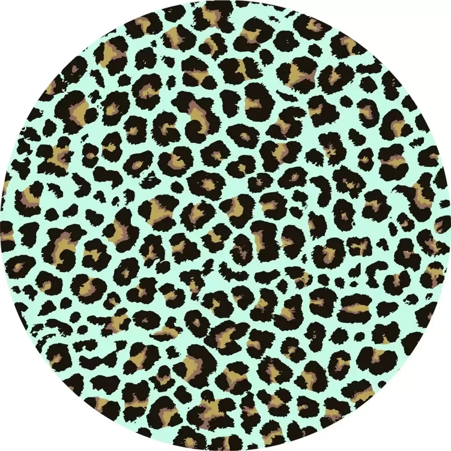 Vloerkledenopvinyl.nl Vloerkleed vinyl rond Panter aqua 195 cm Rond