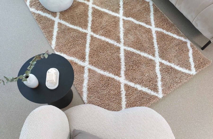 Vloerkleedgigant Hoogpolig Vloerkleed Beige Crème Tapijt Carpet Black Friday 2023 120x170 cm