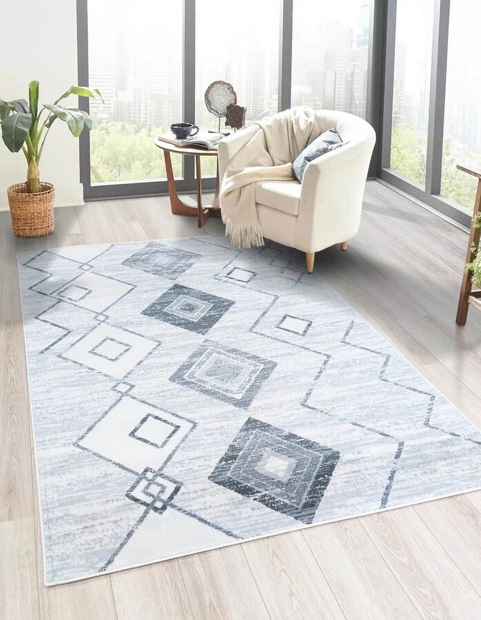 Vloerkleedgigant Modern loper Grijs Laagpolig Tapijt Gang Keuken 80x150 cm