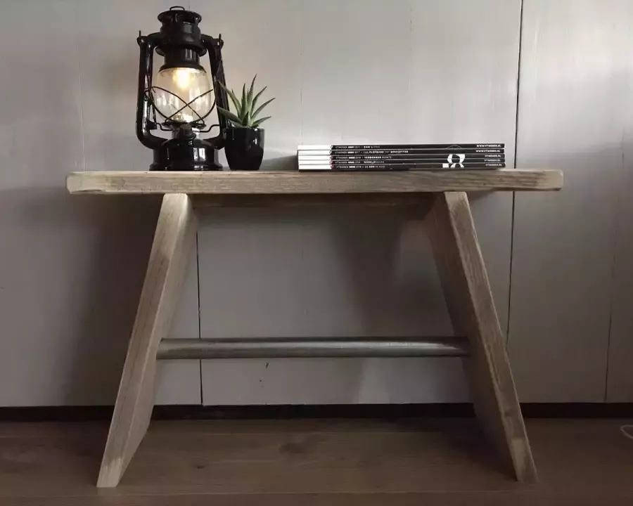 VNLR Steigerhouten bankje Gebruikt hout 70x19 5x47 cm. Met steigerpijp