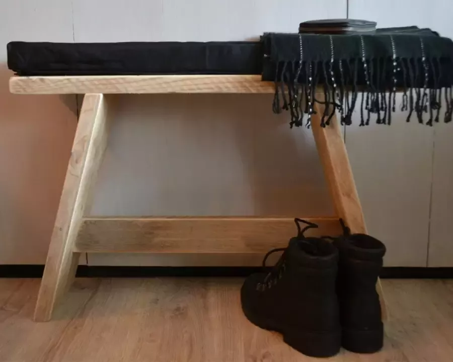 VNLR Steigerhouten bankje Gebruikt hout 75x19 5x47 cm Inclusief kussen