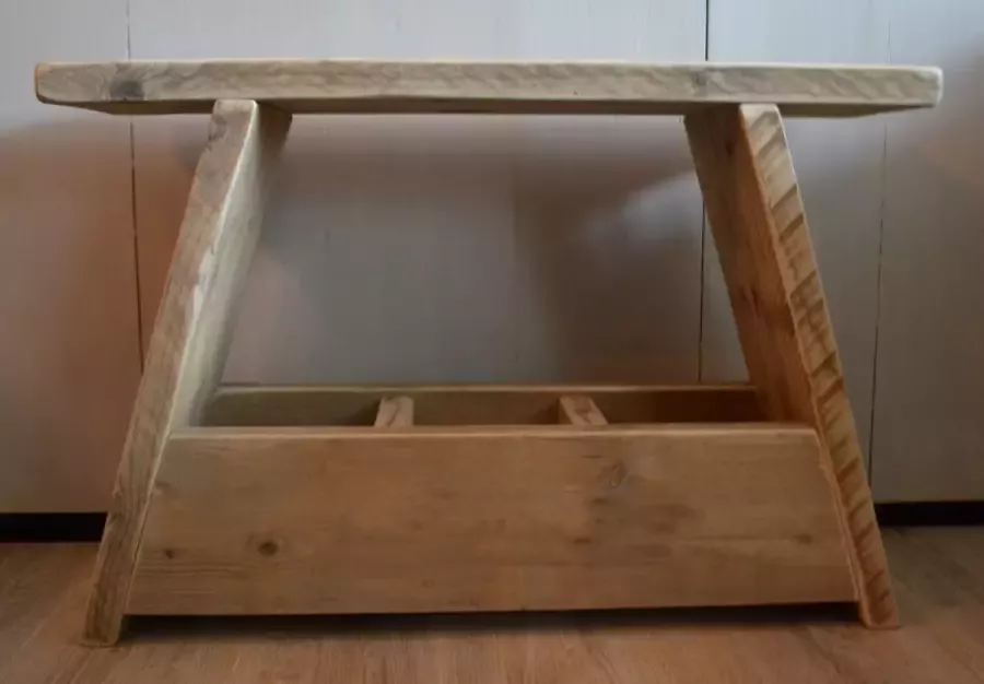 VNLR Steigerhouten (hal)bankje Gebruikt hout 70x19 5x47 cm Met opbergvak