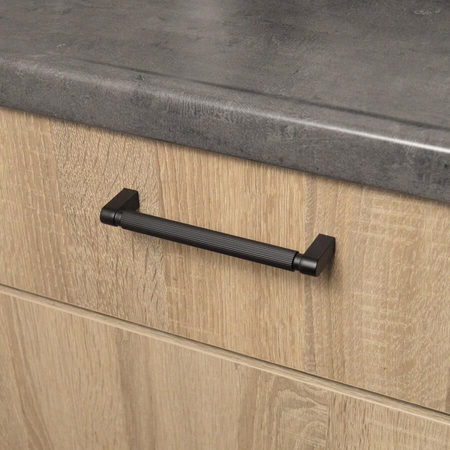 VNSTRA Bali Design Handgreep 192mm Diepzwart Stijlvolle Keukengreep Moderne Meubelgreep Elegante Zwarte Greep Comfortabele Grip Zwart RVS Deurgreep Visueel Detail Eenvoudige Montage Luxe Handgreep voor Keuken Kast en Interieur