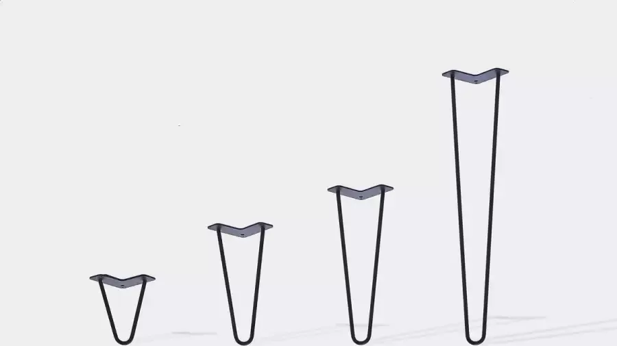 Vntr Set van 4 hairpin tafelpoten meubelpoten recht 50 cm hoog kleur mat zwart - Foto 2