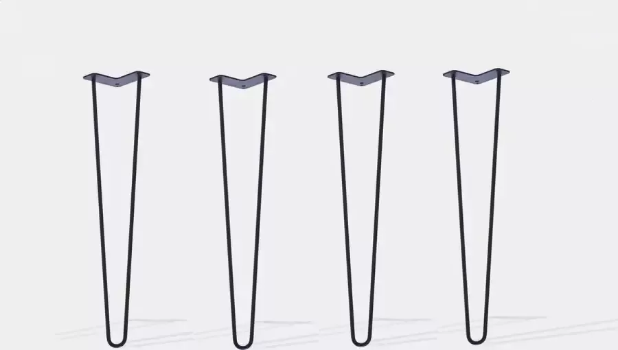 Vntr Set van 4 hairpin tafelpoten meubelpoten recht 50 cm hoog kleur mat zwart