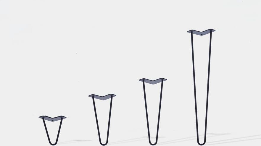 Vntr Set van 4 hairpin tafelpoten meubelpoten schuin 16 cm hoog kleur mat zwart