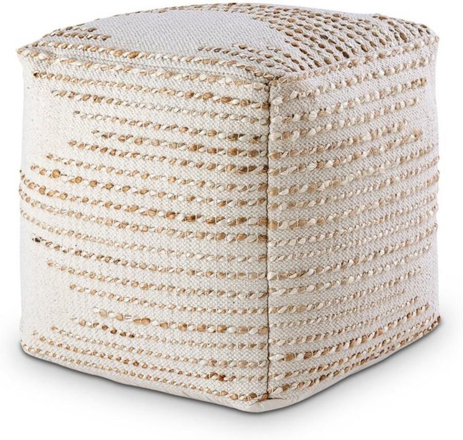 Vogelrieder Jute zitvlak kruk 45x45x45cm vierkante poef jute en katoen