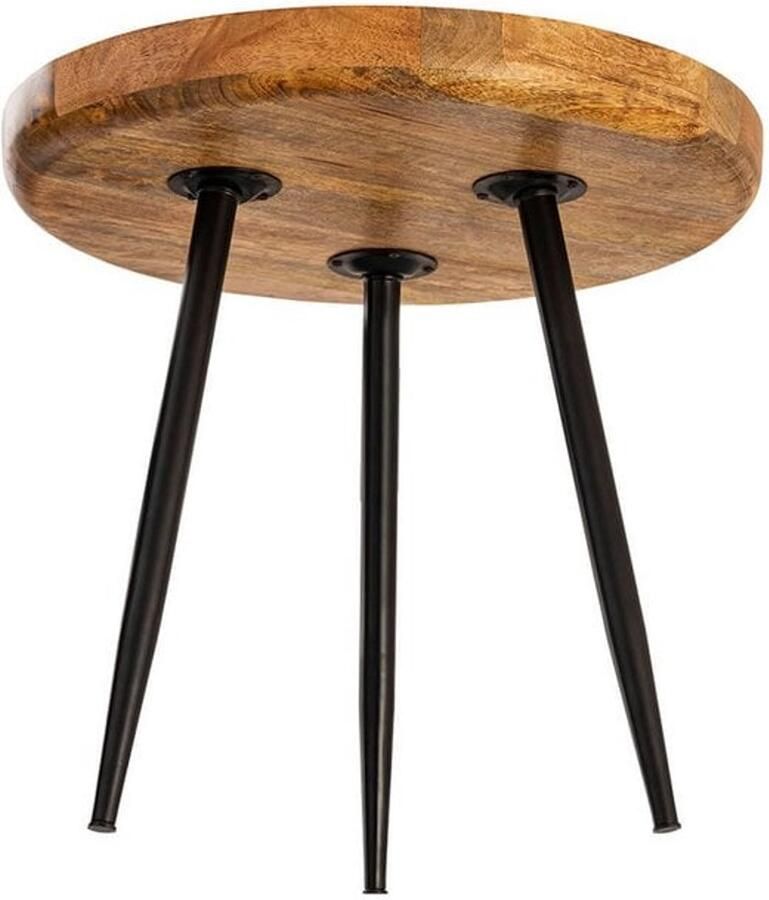 Voglrieder kreatives Wohnen Salontafel Bijzettafel rond Vancouver mangohout metalen conische poten Diameter 50cm Hoogte 48cm