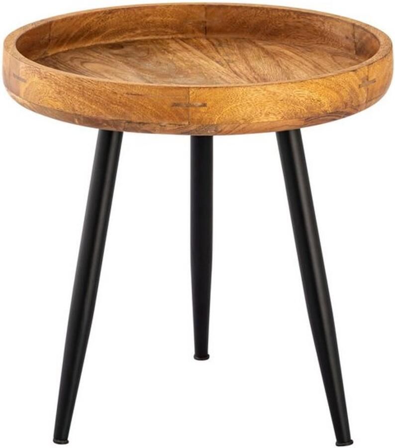 Voglrieder kreatives Wohnen Salontafel Bijzettafel rond Vancouver mangohout metalen conische poten Diameter 40cm Hoogte 40cm